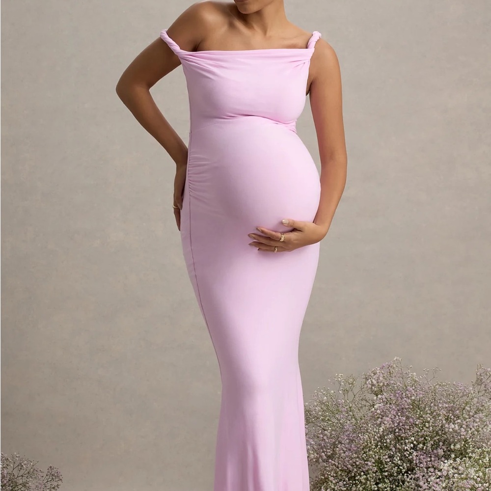 Club L London Strapless Maternity Gown in Light Pink
